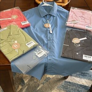 Incfott Men’s Dress shirts Bundle of 5 Size Large